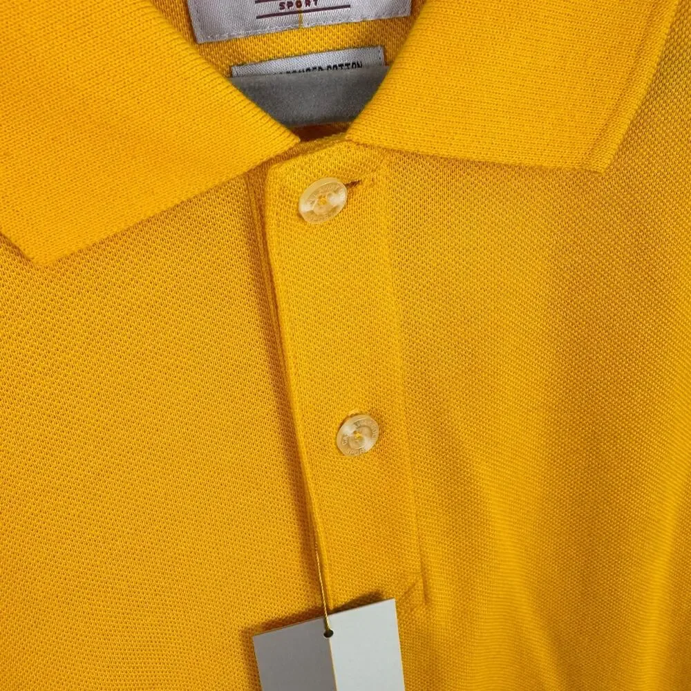 Callaway Golf Sport NWT 100% Cotton Yellow Short Sleeve 1/4 Button Polo Men's XL - Picture 3 of 7